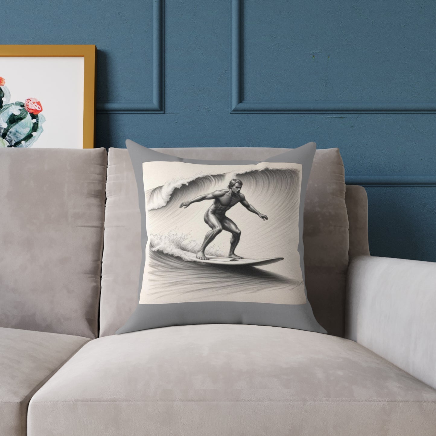 Surfing Square Poly Canvas Pillow