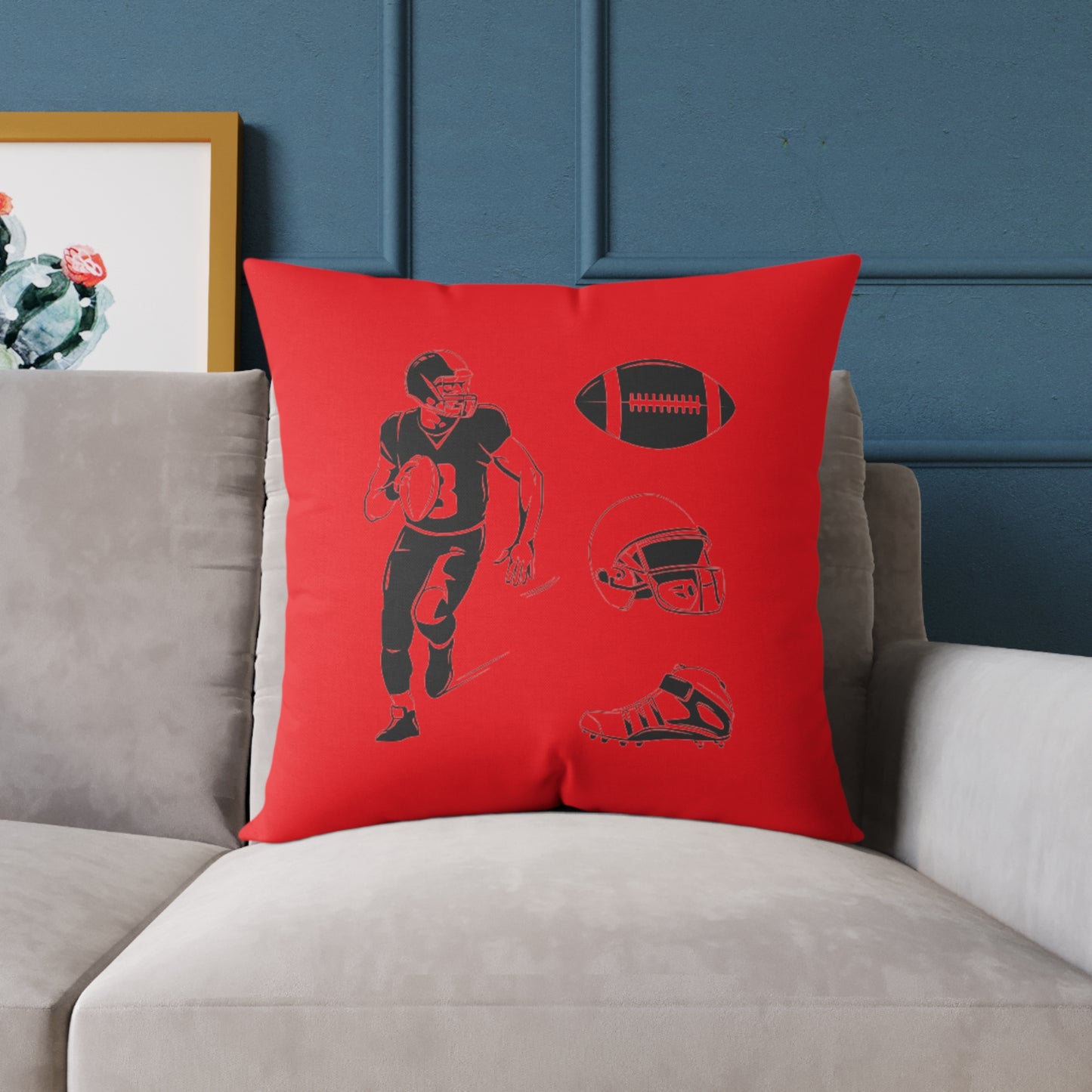 American Football Square Poly Canvas Pillow