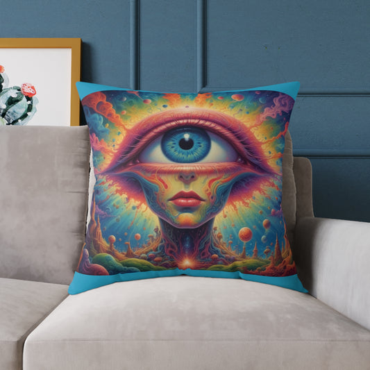 Psychadelic Square Poly Canvas Pillow