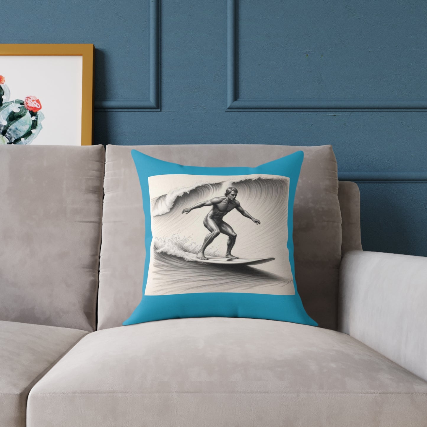 Surfing Square Poly Canvas Pillow