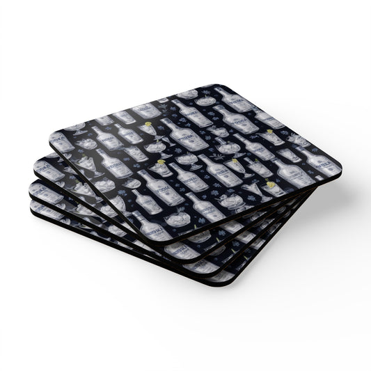 Vodka Bottles Corkwood Coaster Set