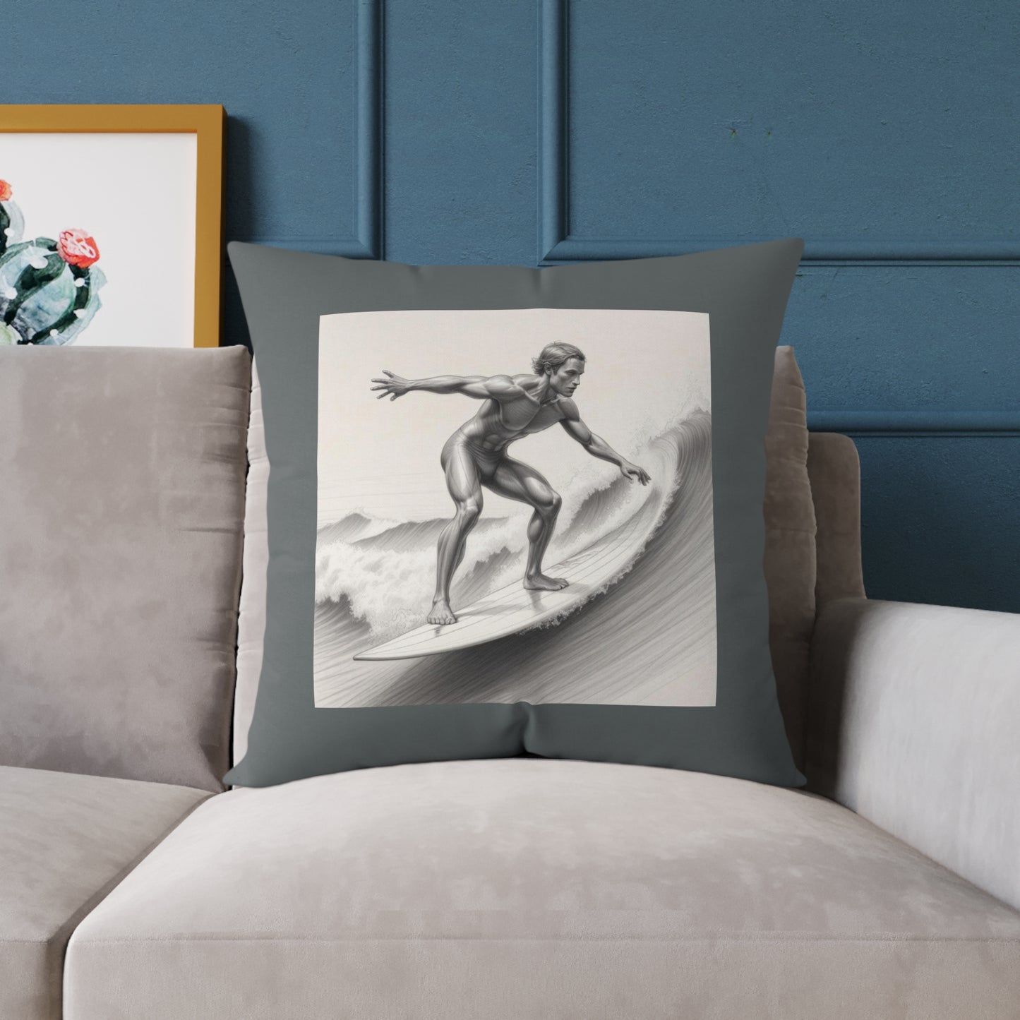 Surfing Square Poly Canvas Pillow