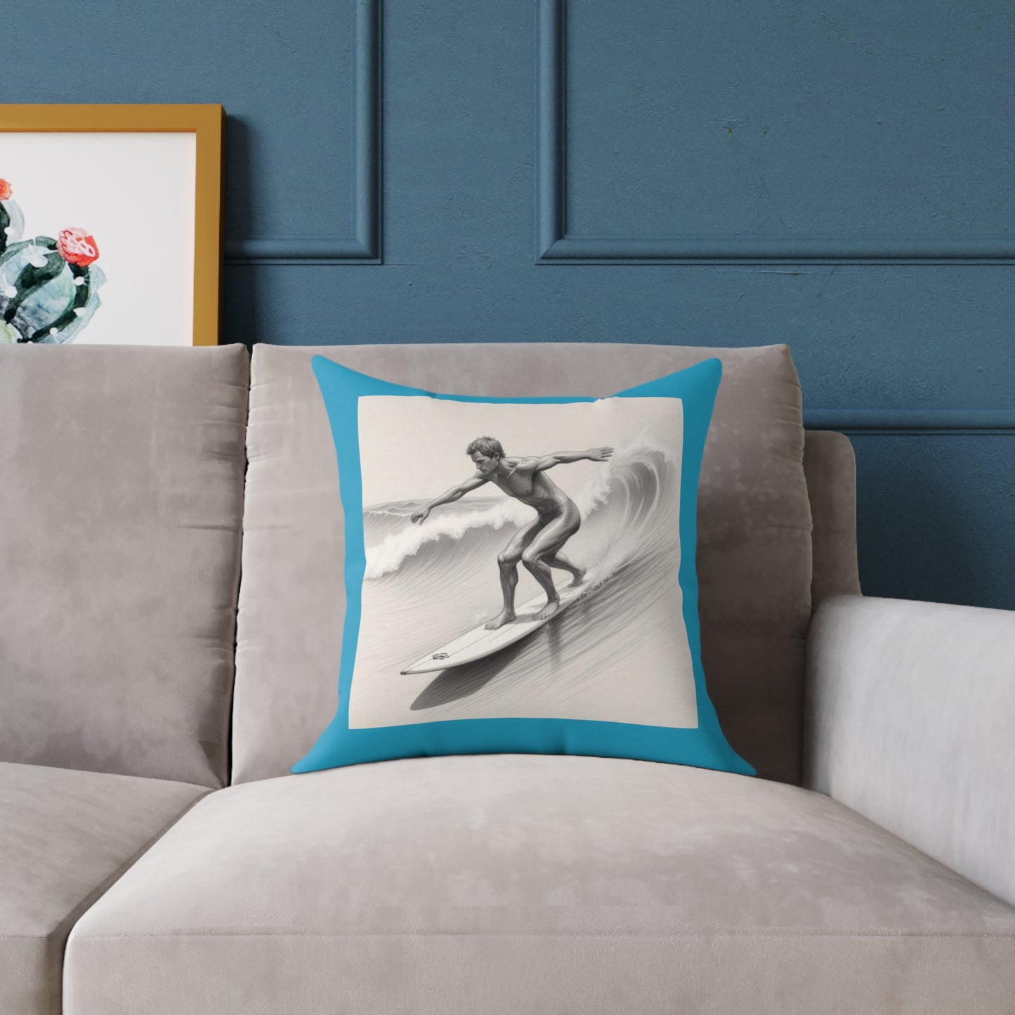 Surfing Square Poly Canvas Pillow