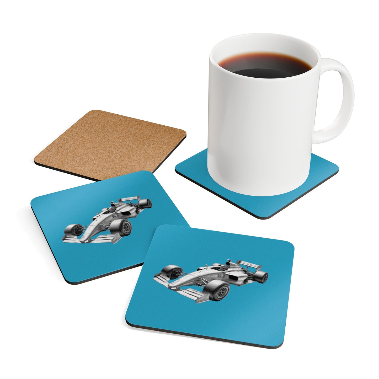 Racing Car  Corkwood Coaster Set