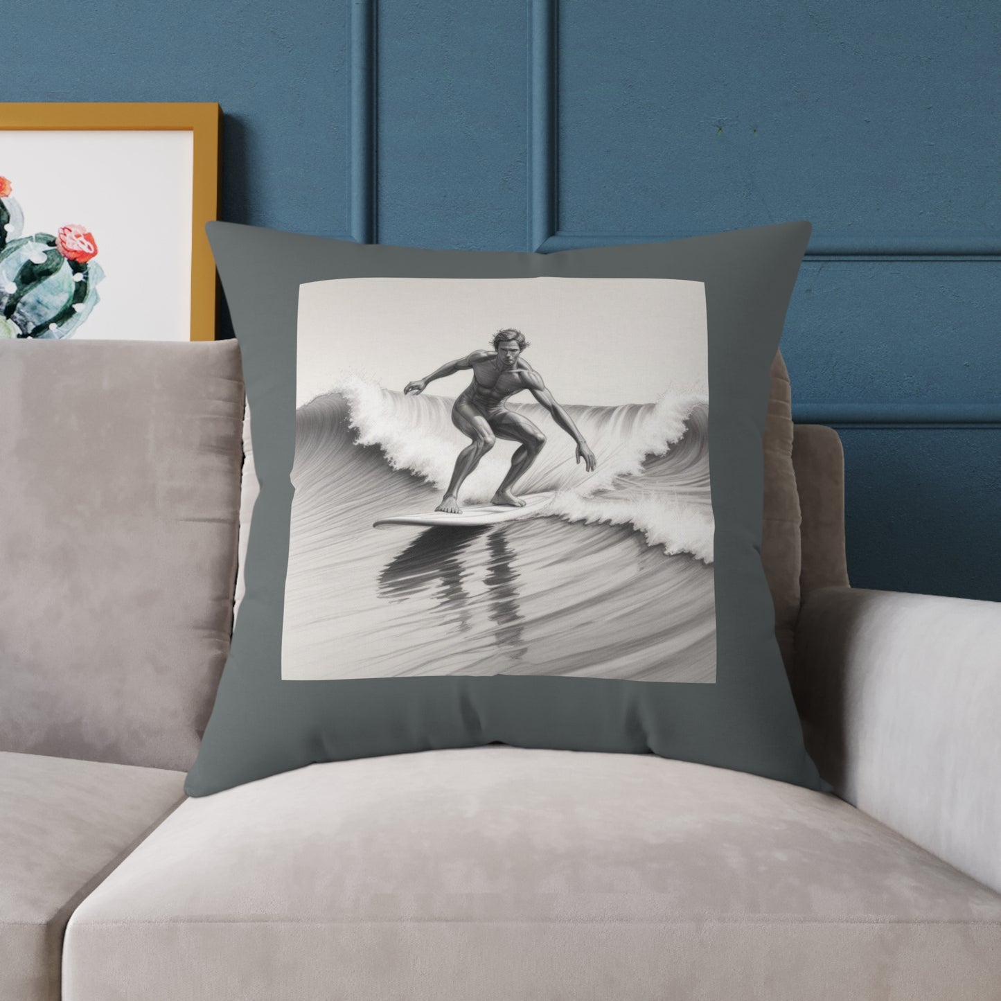 Surfing Square Poly Canvas Pillow