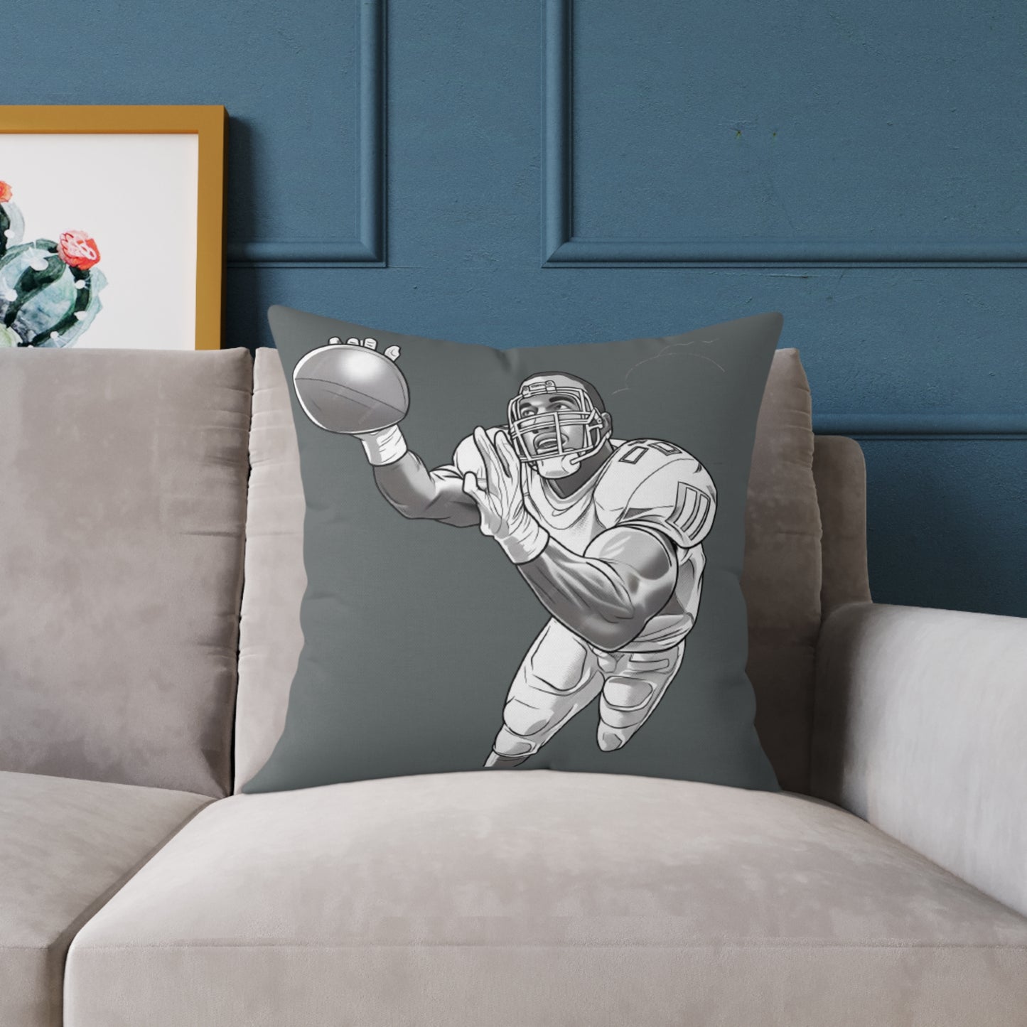 American Football Square Poly Canvas Pillow