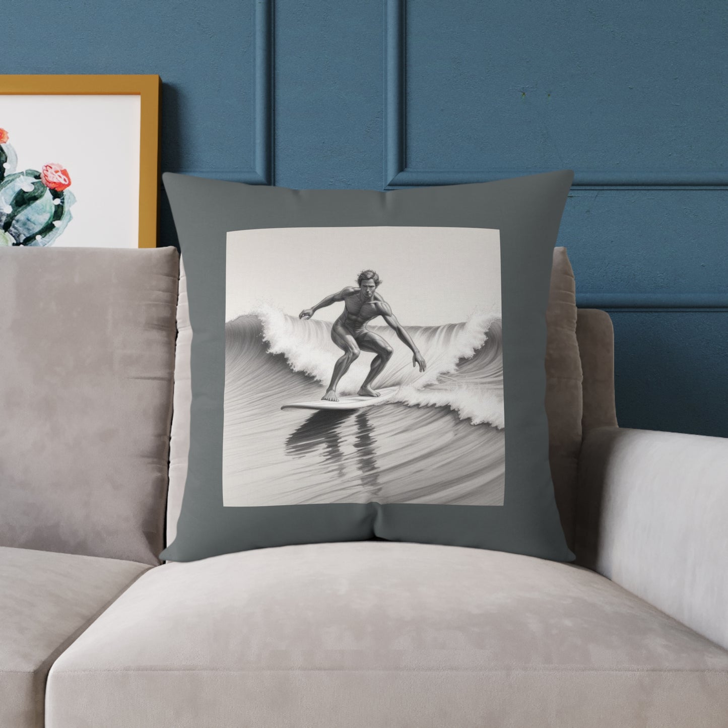 Surfing Square Poly Canvas Pillow