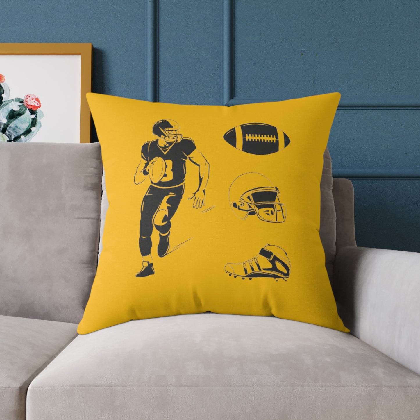 American Football Square Poly Canvas Pillow