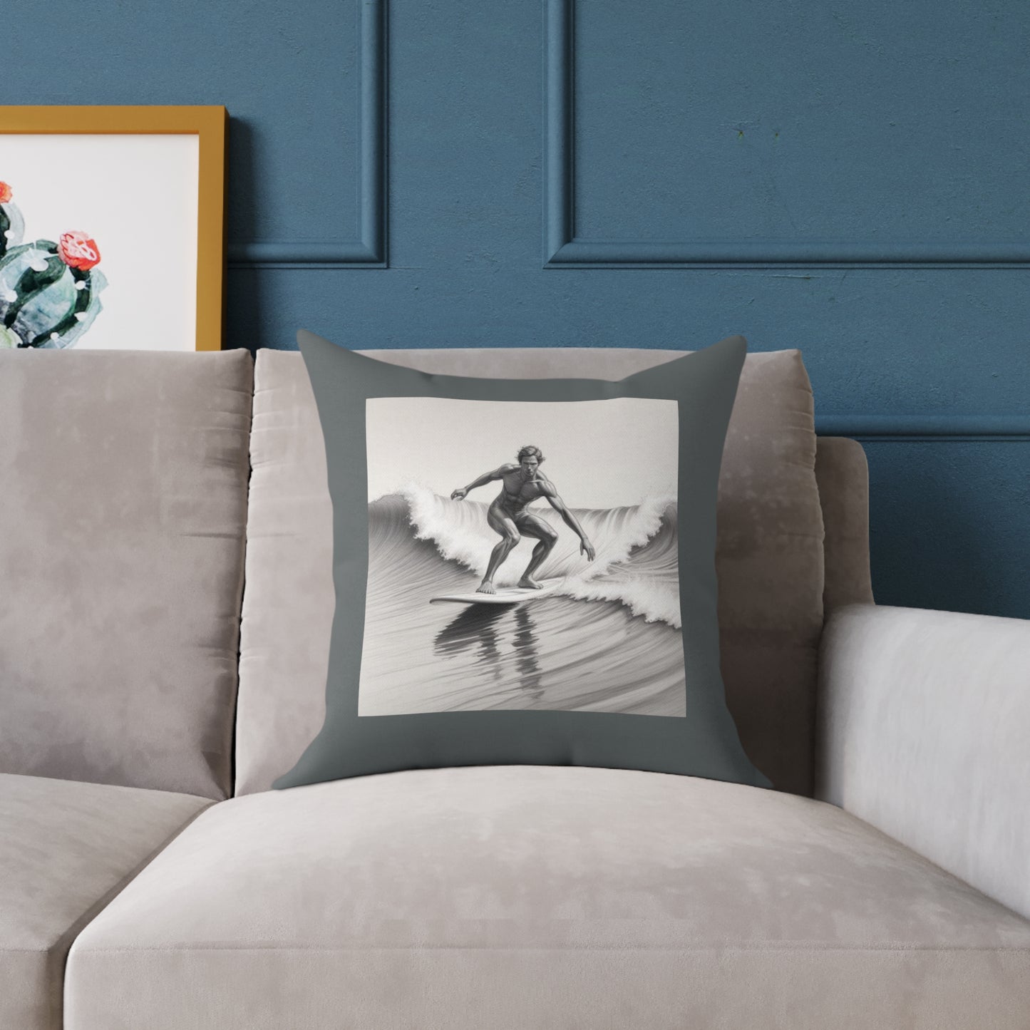 Surfing Square Poly Canvas Pillow