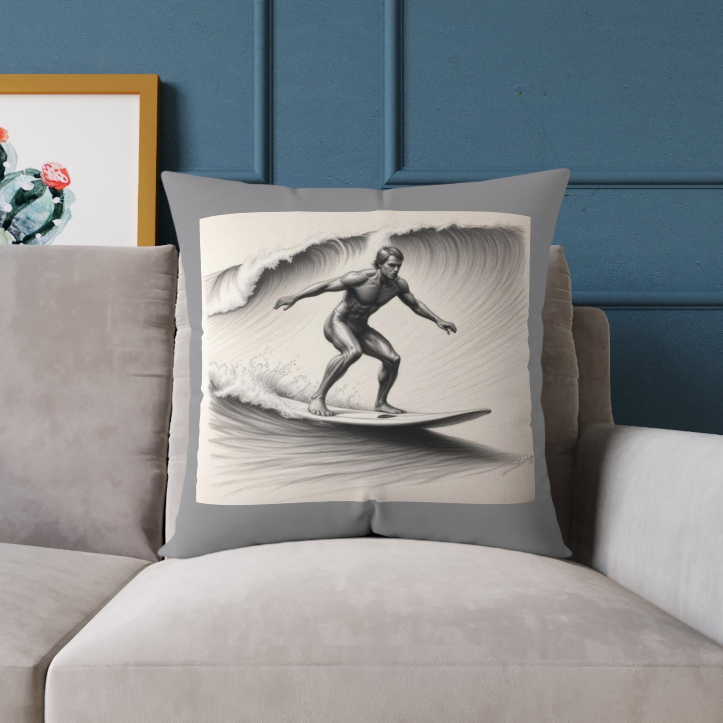 Surfing Square Poly Canvas Pillow