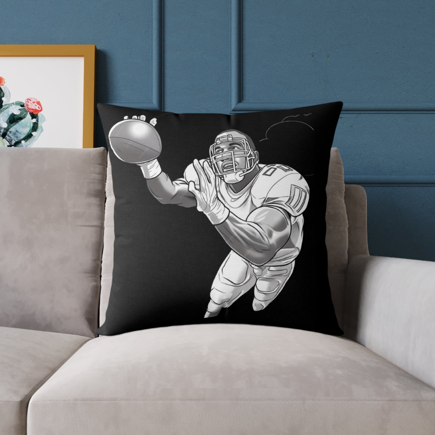 American Football Square Poly Canvas Pillow