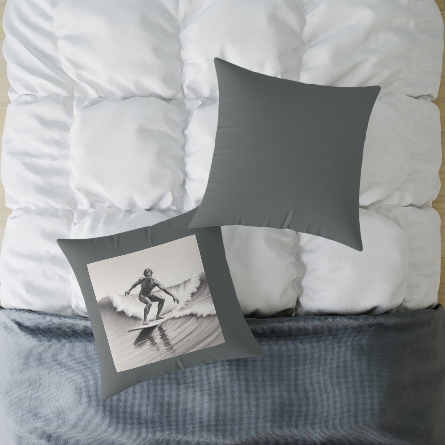 Surfing Square Poly Canvas Pillow