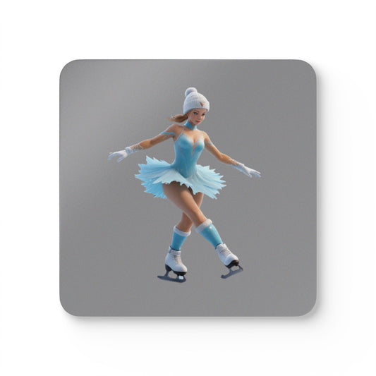 Ice Skating Corkwood Coaster Set