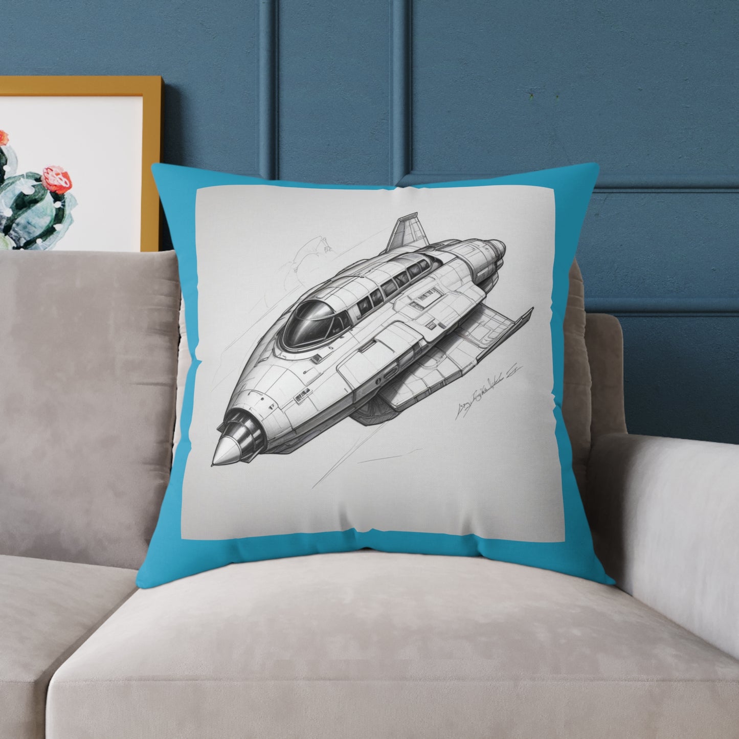 Spacecraft Square Poly Canvas Pillow