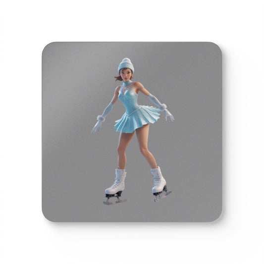 Ice Skating Corkwood Coaster Set