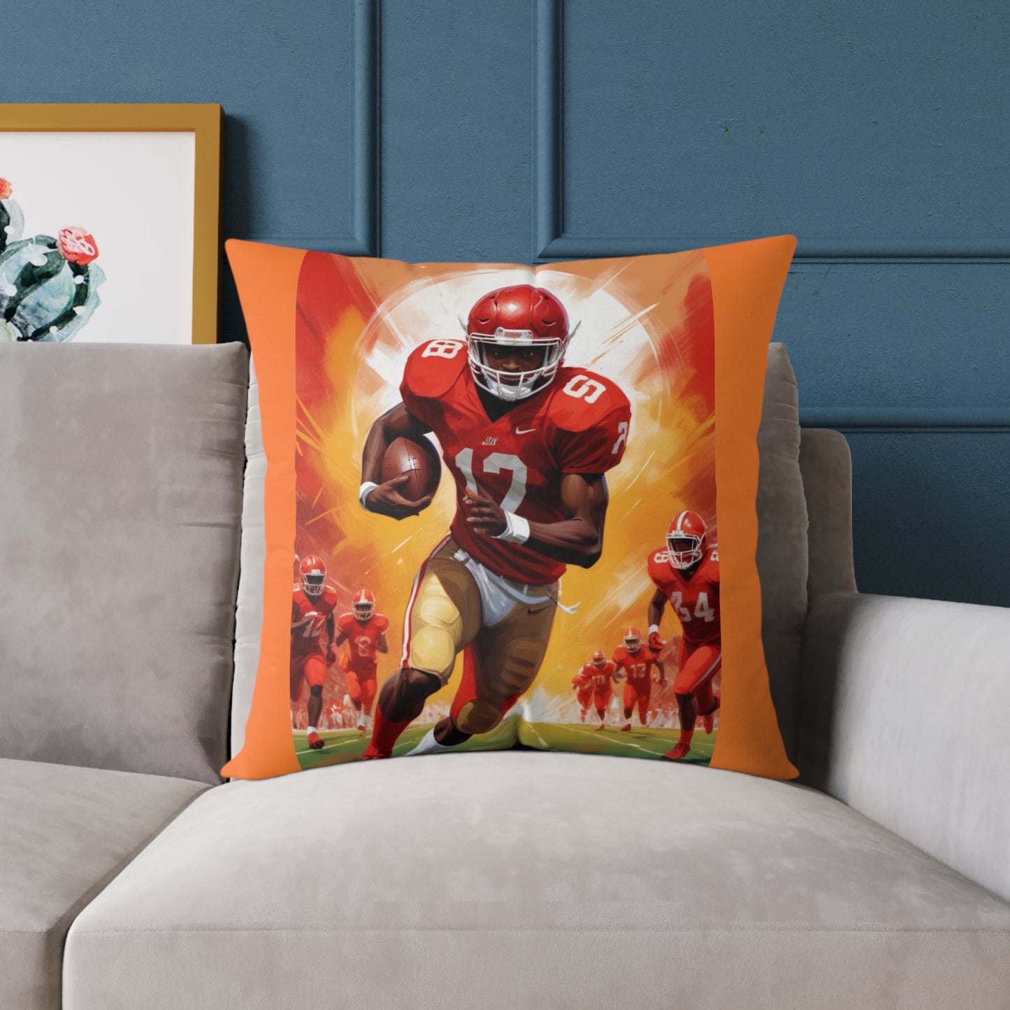 American Football Square Poly Canvas Pillow