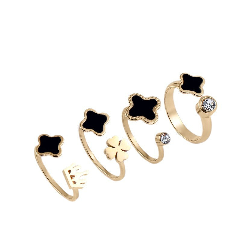 Fashion Jewelry Titanium Steel Ring Female Opening Niche Personality
