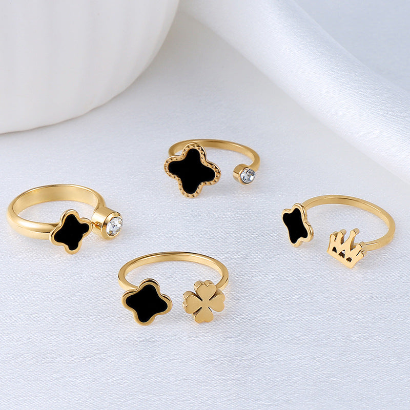 Fashion Jewelry Titanium Steel Ring Female Opening Niche Personality