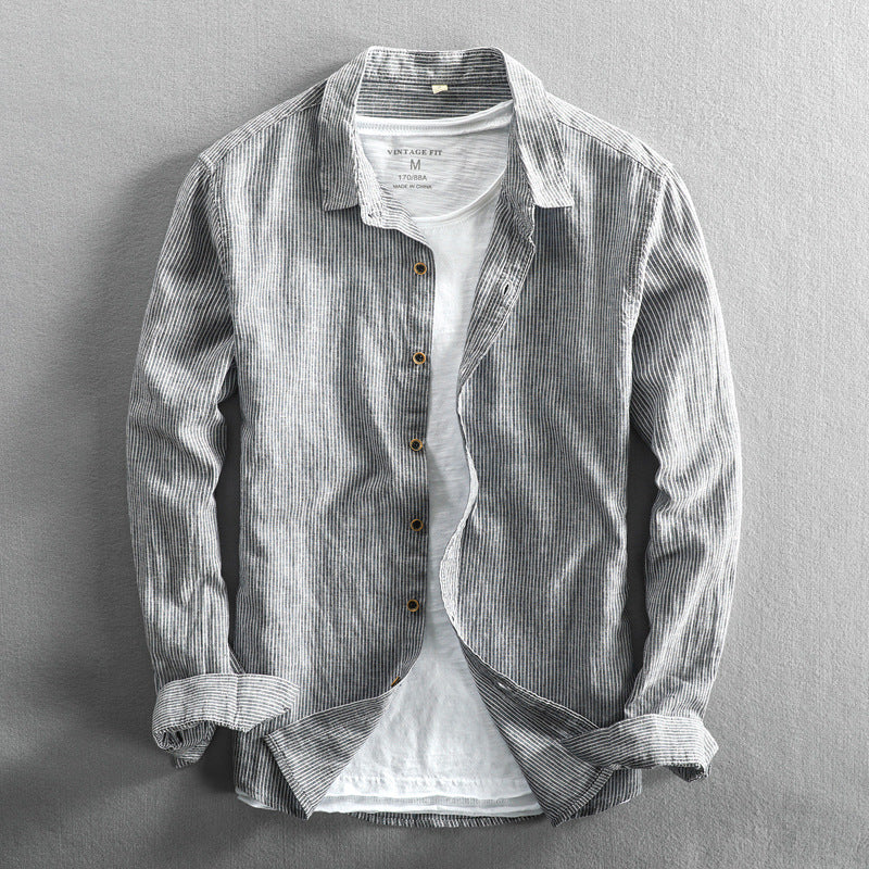 Men's Casual Long Linen Sleeves Shirt