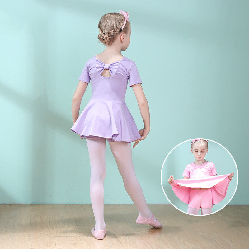 Children Dance Clothing Summer Short-sleeved Girls Dance Skirt Children