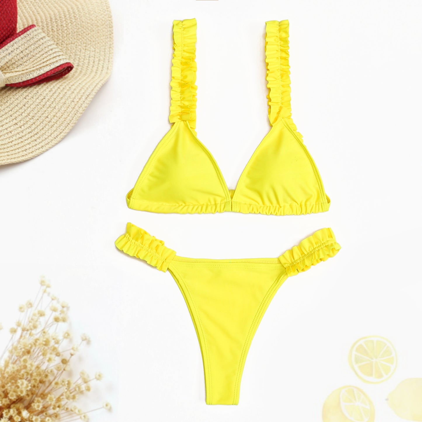 New European And American Ruffled Sexy Bikini Women's Swimsuit